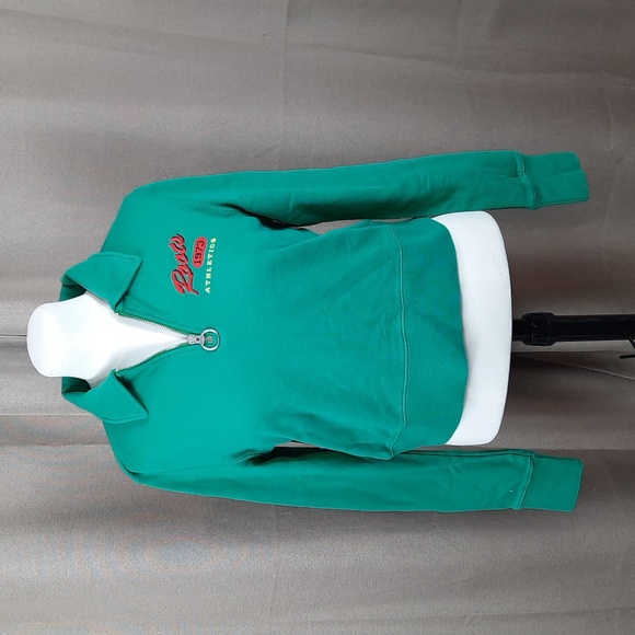 Roots green Bueno cropped quarter zip polo sweatshirt, size small, NWT - Picture 1 of 10